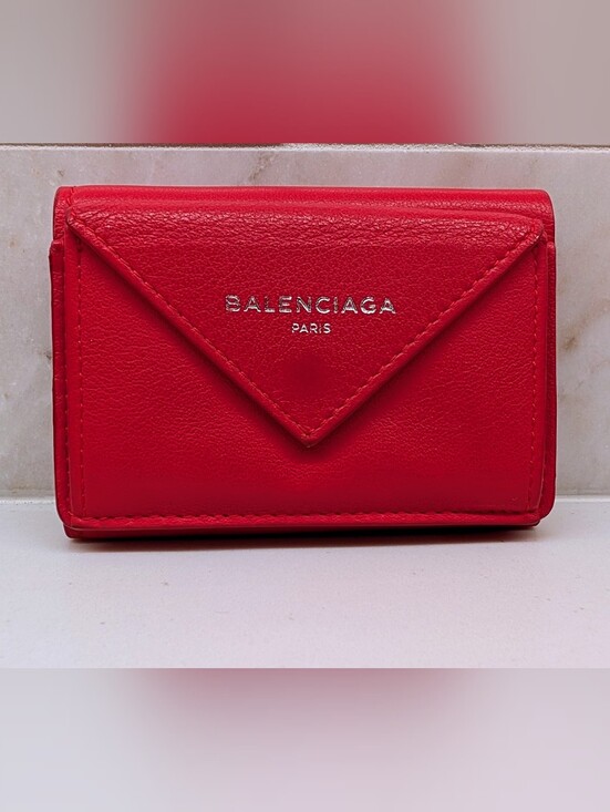 Balenciaga Handbags - Balenciaga Red Leather Mini Envelope Wallet